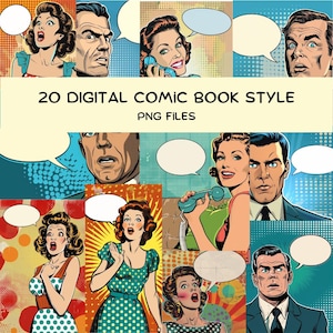 Retro Pop Art Comic Style Prints, Vibrant Speech Bubble Wall Art, Vintage Illustration Posters for Home or Office Decor