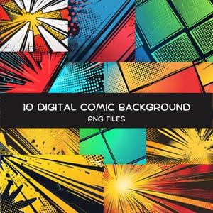 Vibrant Comic Book Background Pack - Digital Pop Art Backgrounds for Creative Projects