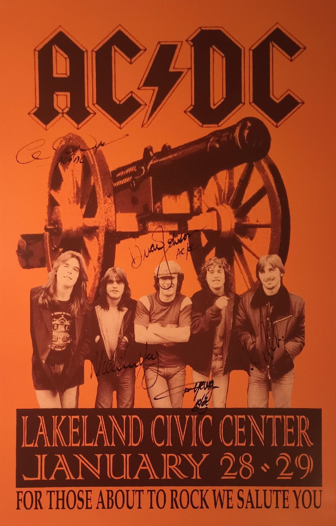 1980 AC/DC Concert Poster Reproduction ACDC Facsimile Signed by Bon ...