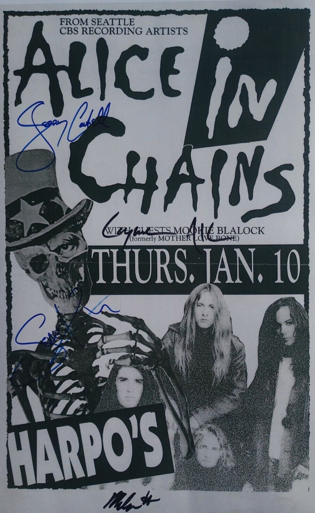 1991 Alice in Chains Concert Poster Wall Art Print Facsimile Autographs ...