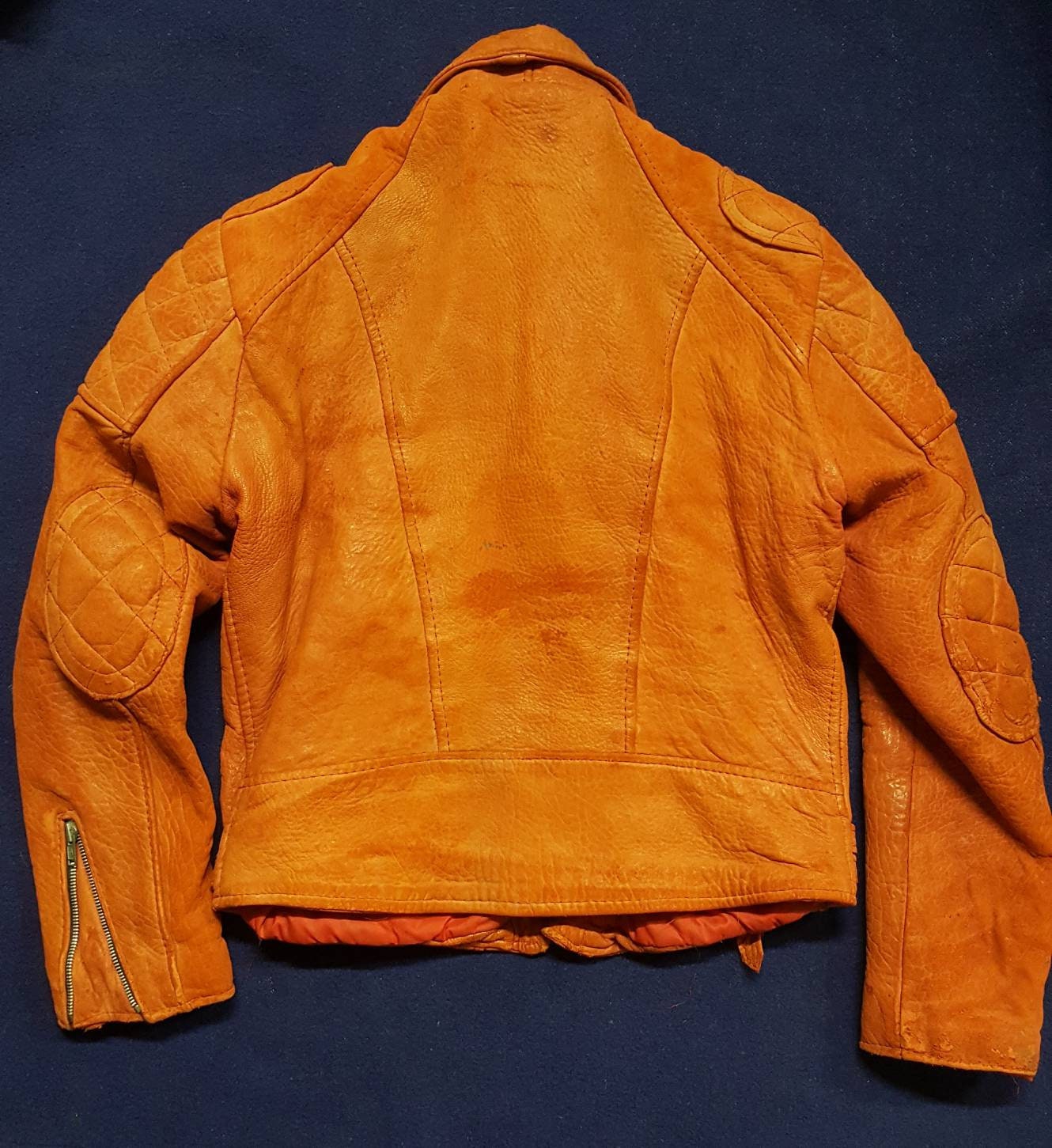 Vintage 1970s / 1980s Leather Motorcycle Jacket Red /orange | Etsy UK