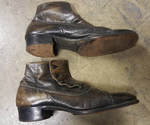 Vintage Edwardian mens boots 1900s 1910 button up