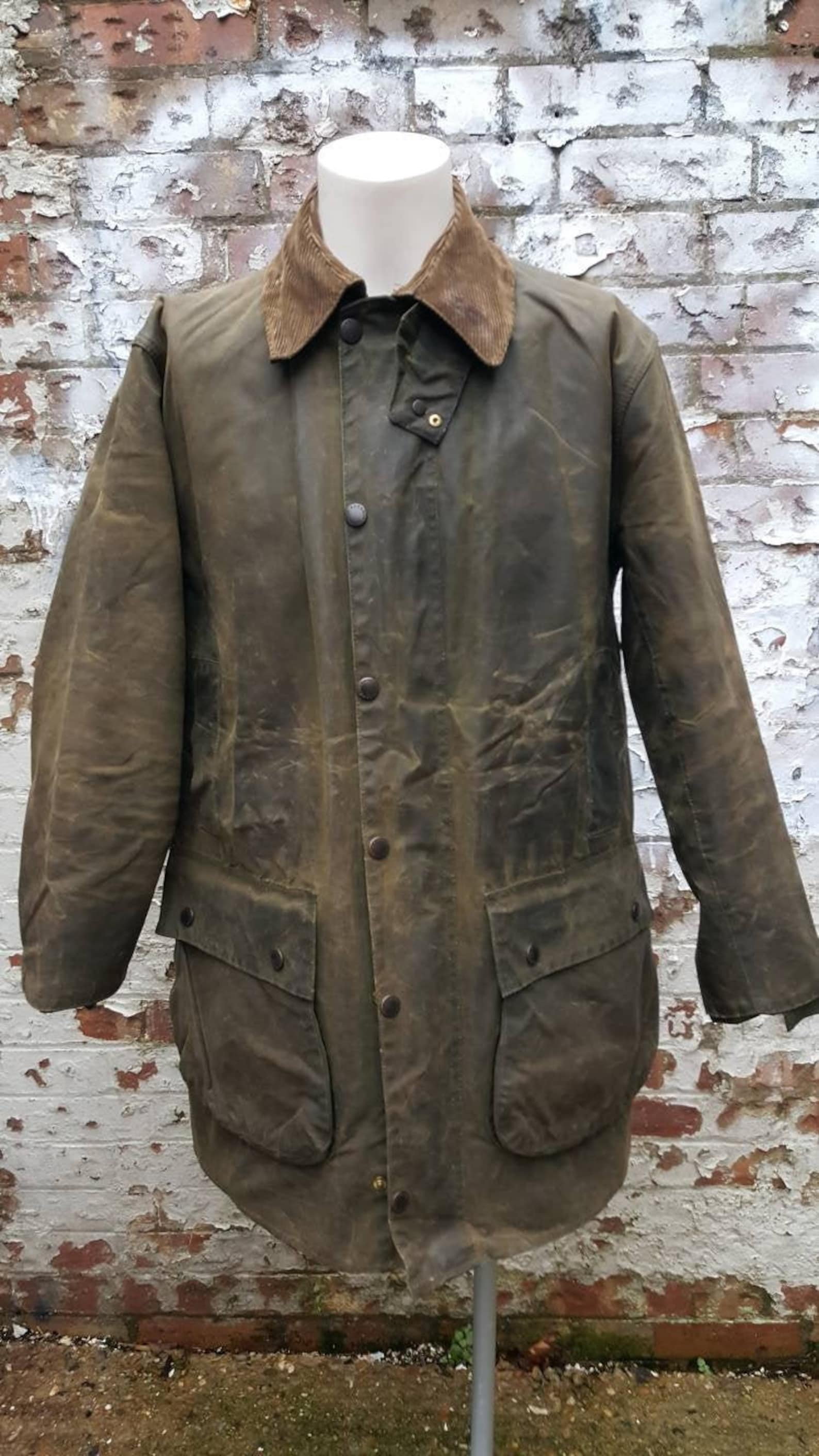 Vintage 1990s Barbour Northumbria Wax Cotton Jacket Green Size Etsy