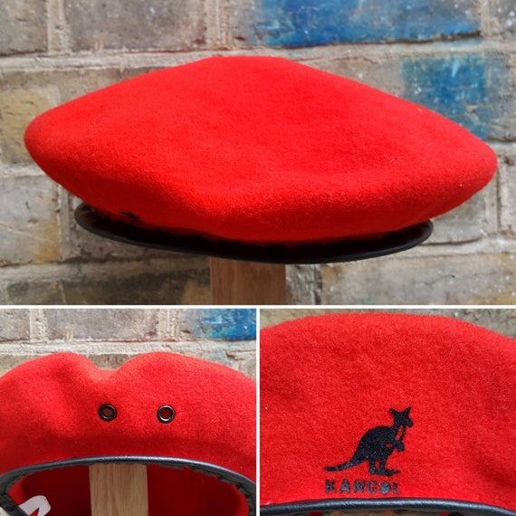 Vintage Kangol Red Wool Beret Hat Monty 