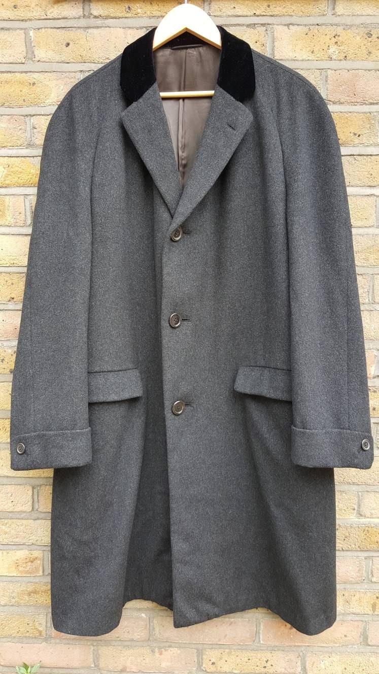 Vintage DAKS Simpson Velvet Collar Wool Coat Grey Black Size L - Etsy UK