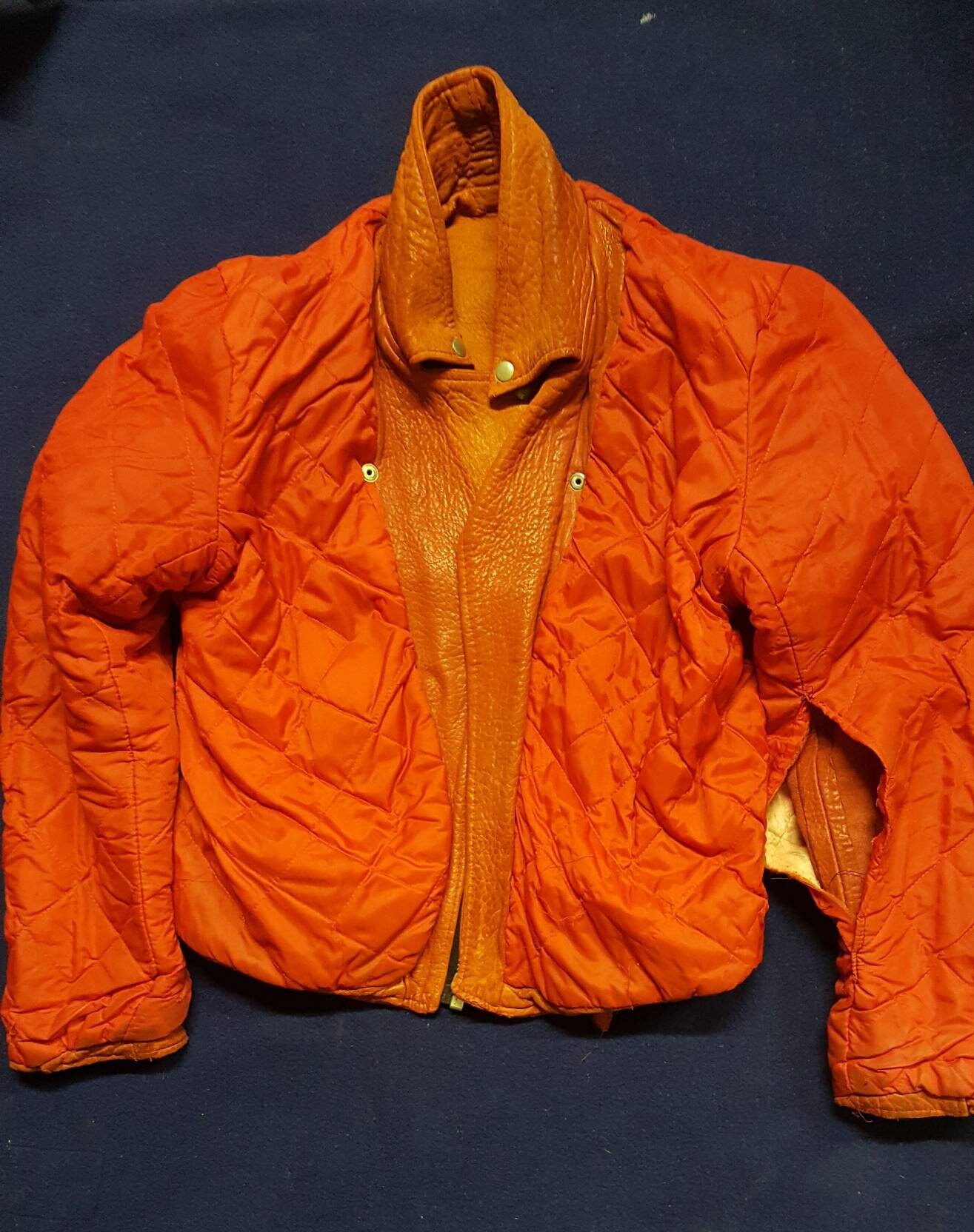 Vintage 1970s / 1980s Leather Motorcycle Jacket Red /orange | Etsy UK