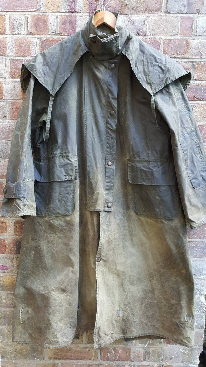 Vintage Driza-bone waxed cotton duster riding coat green size M drover