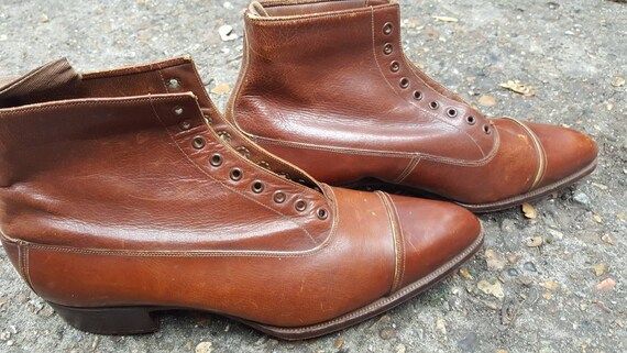 Vintage Edwardian boots 1900s unworn mens size US