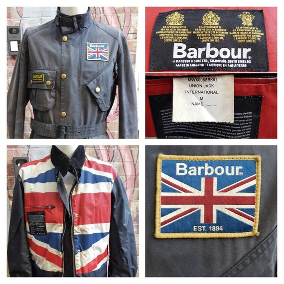 Barbour Union Jack International Wax Cotton Jacket Black Size - Etsy