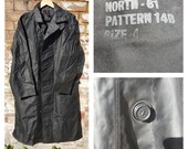 Vintage 1960s GPO PVC coat mackintosh foul weather black raincoat size L