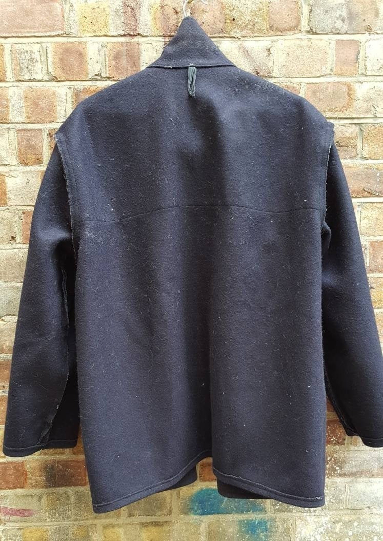 Vintage British wool donkey jacket coat hi vis black size L Etsy