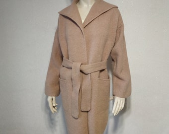 Boiled sand wool handmade open front oversized kimono cardigan Loose handknit wrap plus size light brown cardigan