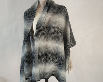 Wool knit hygge blanket scarf Shoulder gray cape Wool poncho shawl Mens wool blanket shawl