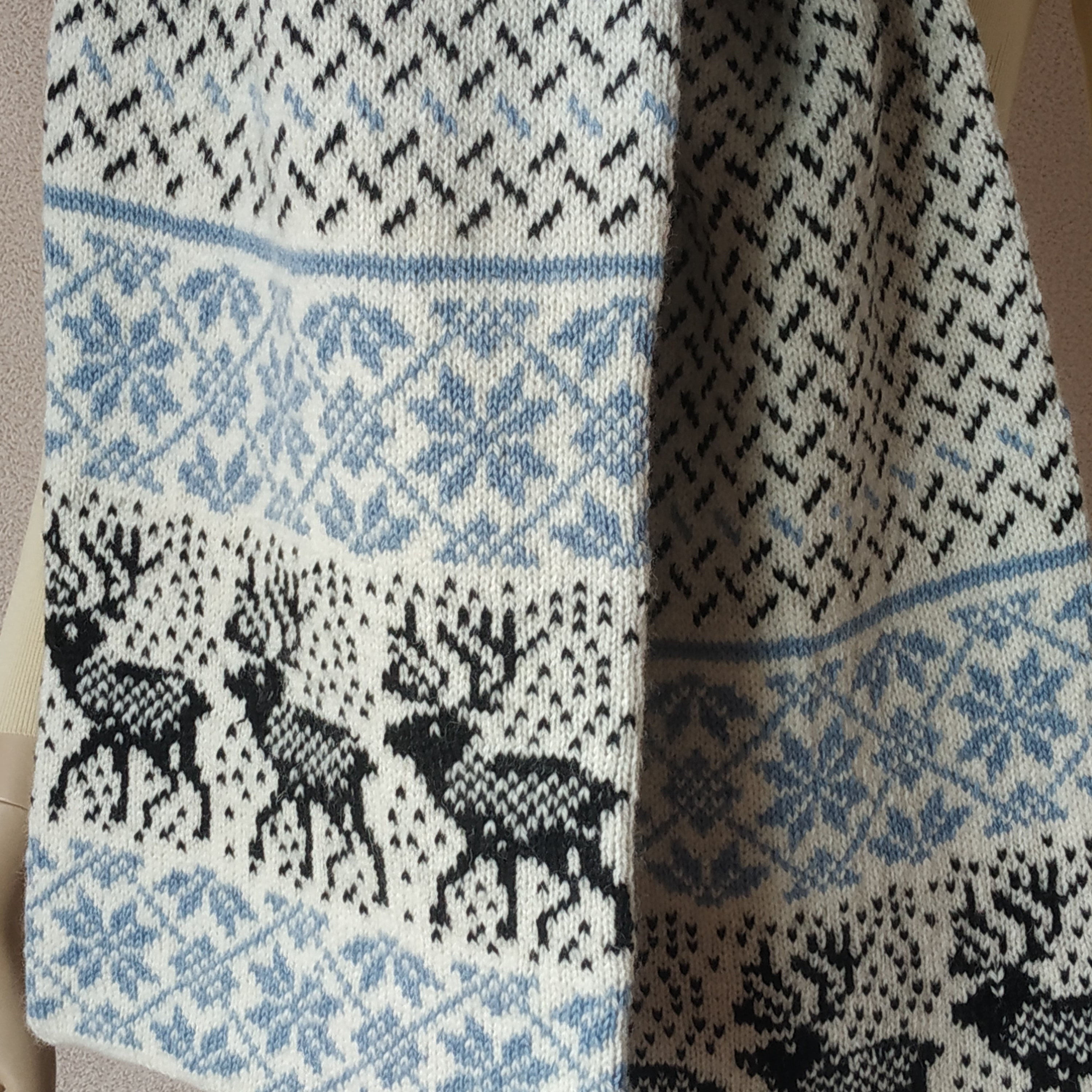 Winter Strickschal Für Damen Herren, Rentier Fair Isle Schals Mit