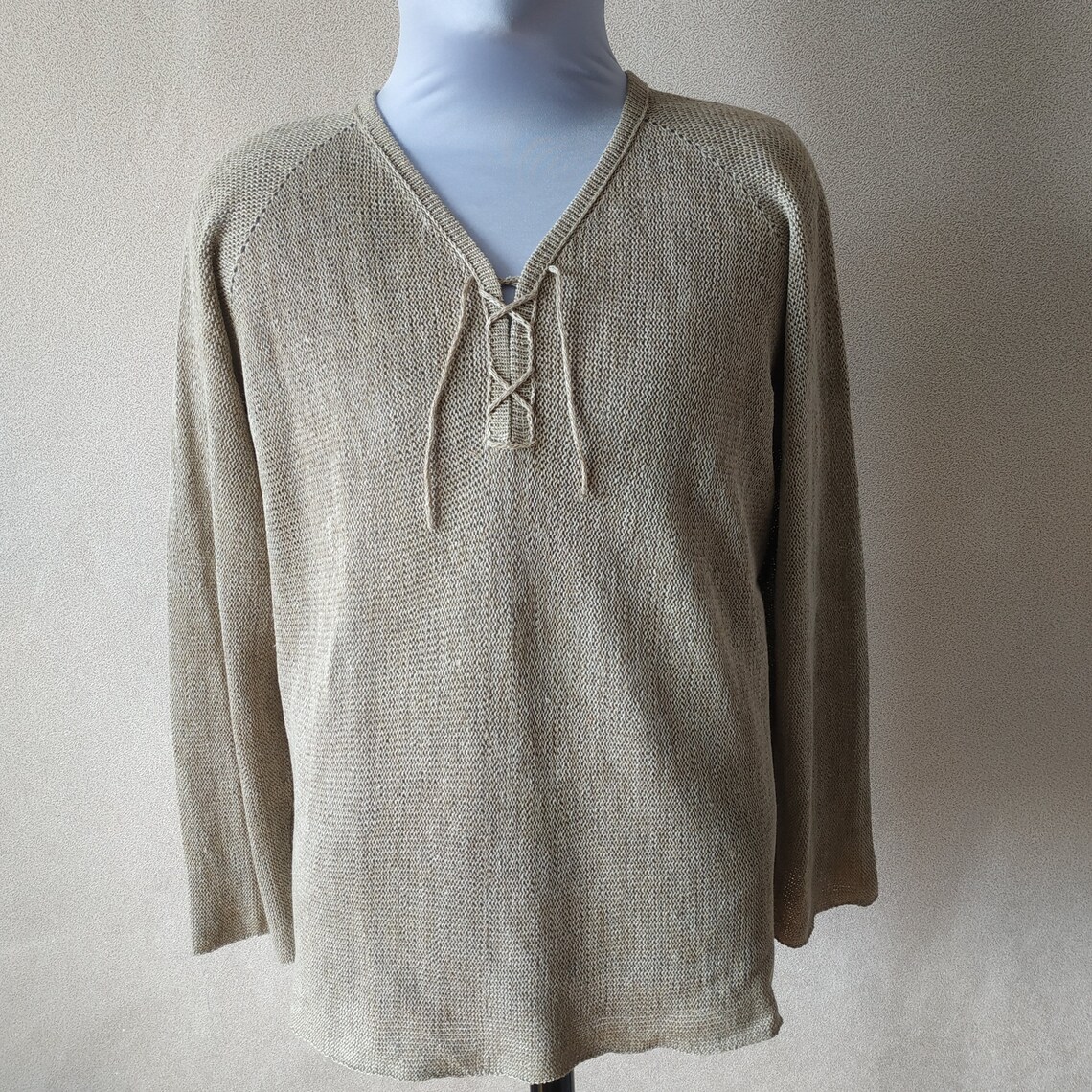 Organic linen knit shirt for unique and stylish man Long | Etsy