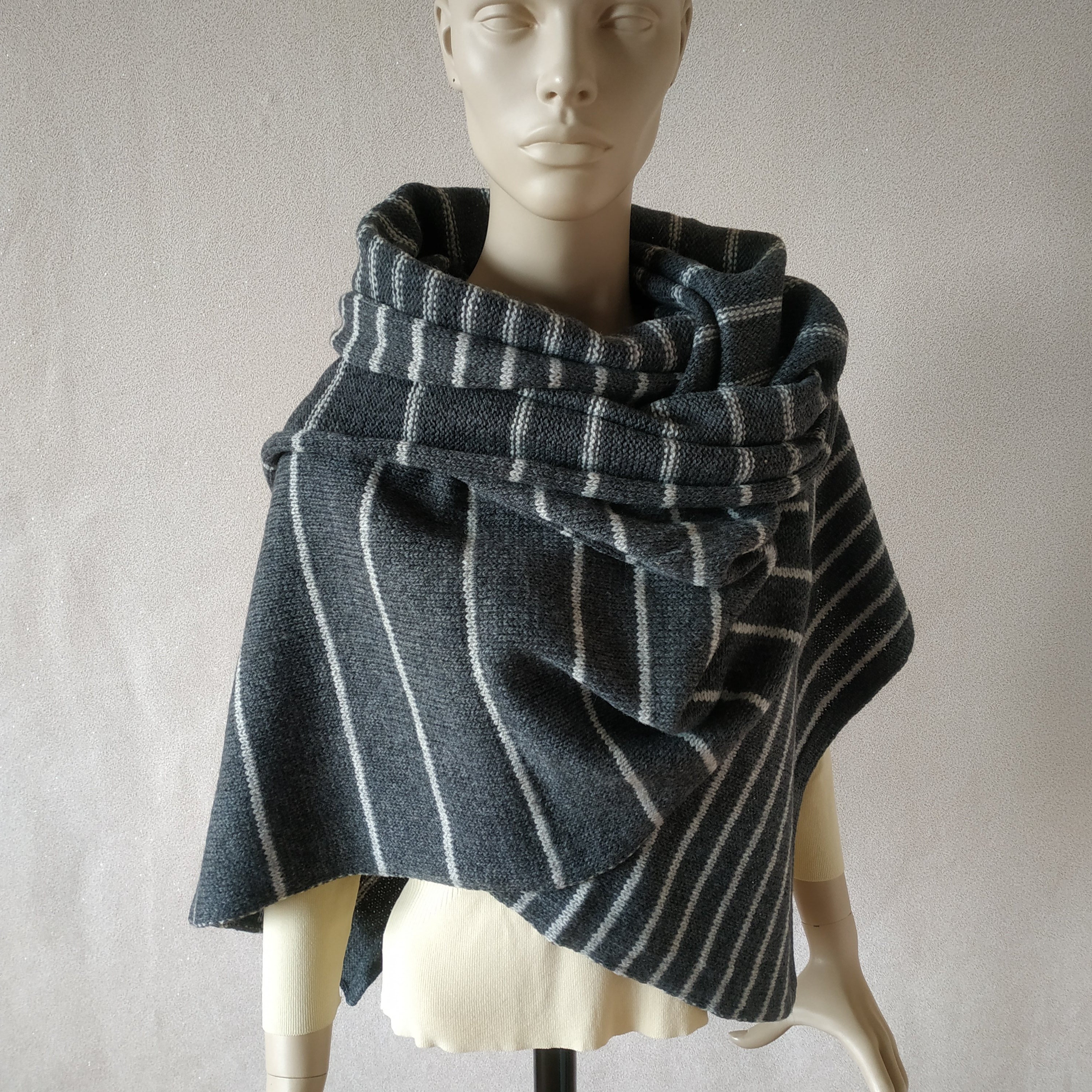 Striped Pattern Wool Yarn Mens Male Large Scarf Warmer Casual Wrap Shawl N7 