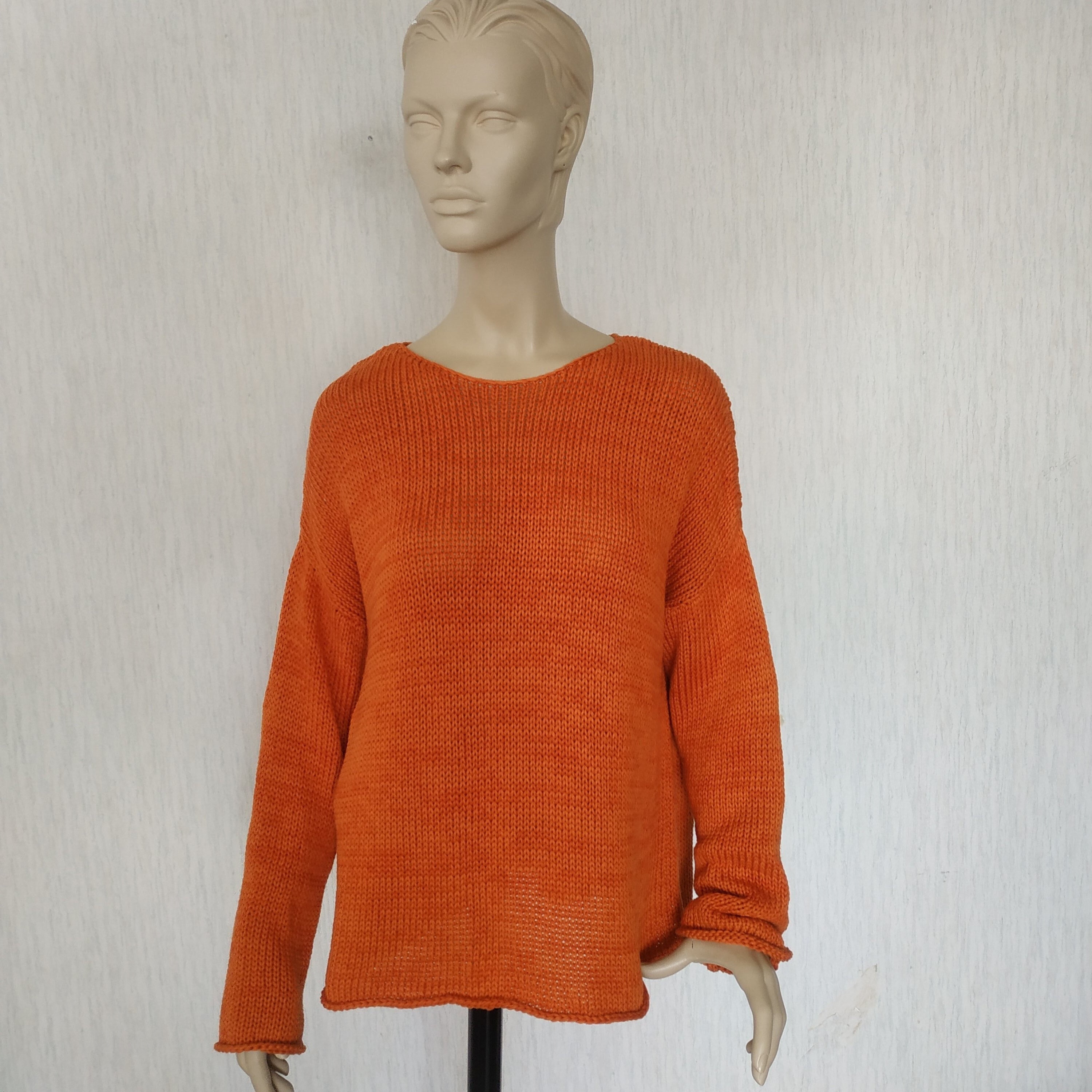 Burnt Orange Oversized Knit Sweater UK