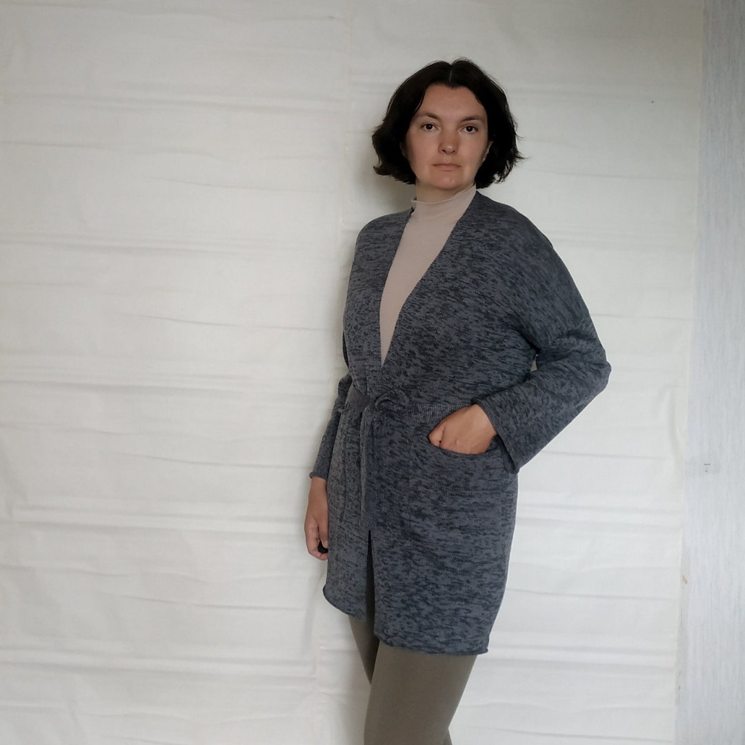 Bow Pattern Textured Open Front Baggy Cardigan main image 1