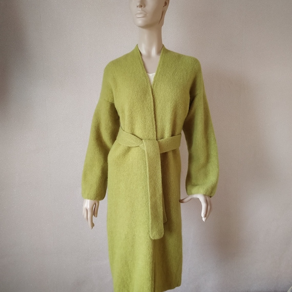 Cardigan cache-cœur oversize en tricot de feutre olive Manteau