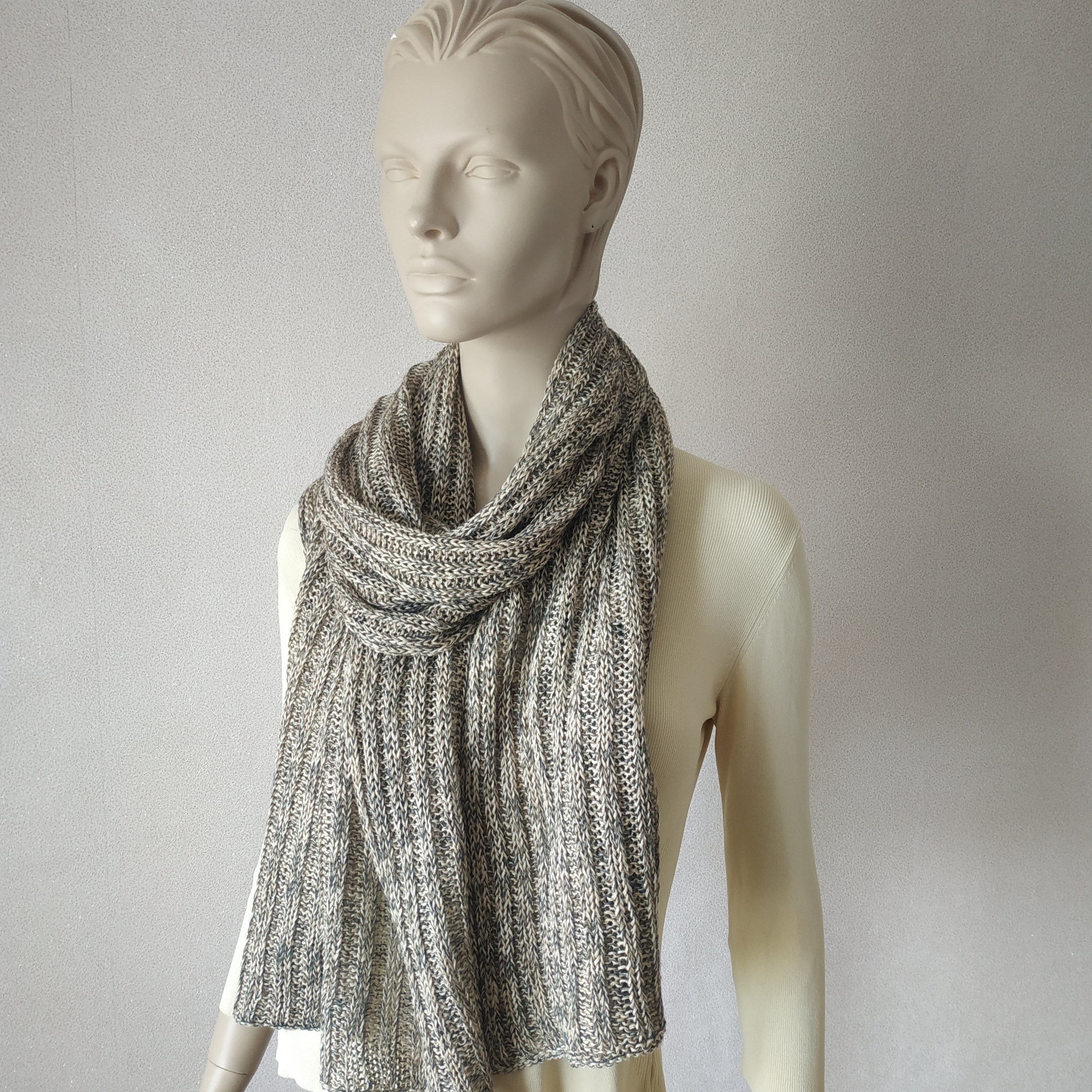 Organic linen unisex blanket scarf Knit comfy casual travel shawl wrap Natural linen accessories