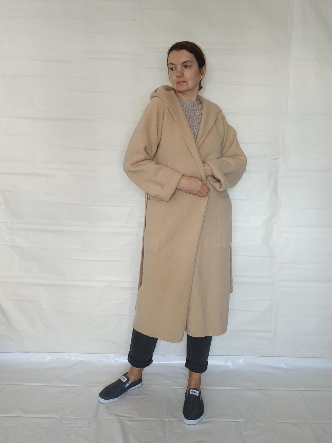 Felted Wool Robe Soft Hooded Wrap Wizard Style Cloak Monk Wool Cardigan ...