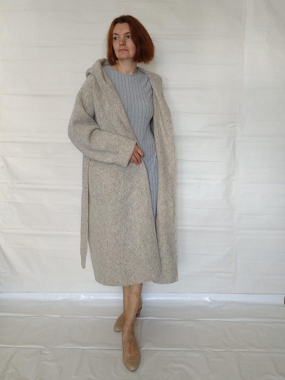 Bequeme, offene, grobstrick Strickjacke aus gekochter Wolle