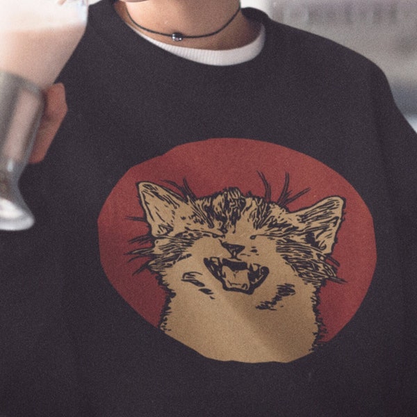 Y2K Funny Cat Sweater, Weirdcore Clothing, Crying Cat Meme, Cat Lover Gift, Grunge Sweater, Alt Clothing, Weird Sweatshirt, Cat Crewneck