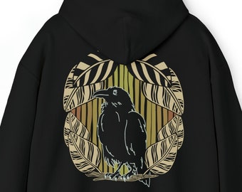 Witchy Raven Hoodie, Gothic Bird Sweatshirt, Dark Cottagecore Gift