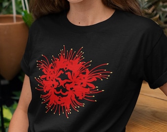 Red Spider Lily T-Shirt, Botanical Flower Tee, Gothic Floral Shirt