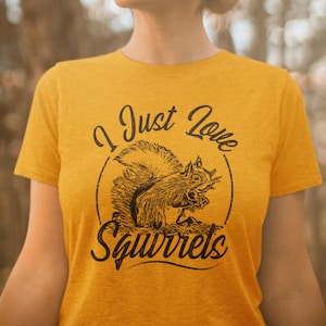 Cute Squirrel Shirt, Woodland Animals, Cottagecore CLothing, Squirrel Gifts for Nature Lover, Animal Themed TShirt, Squirrel Lover Gift