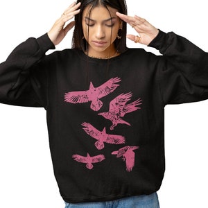 Pastel Goth Sweater, Grunge Clothing, Dark Academia Raven, Trad Mall Goth Sweatshirt, Grunge Punk Clothes, Crow Sweater, Gothic Gift