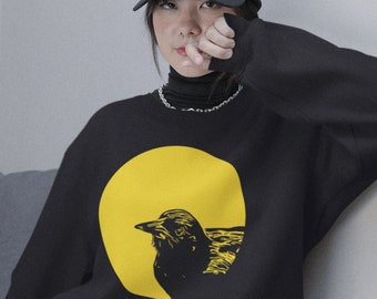 Crow Moon Sweatshirt, Goth Pullover for Bird Lover
