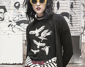 Pastel Goth Raven Shirt, Dark Academia Clothing