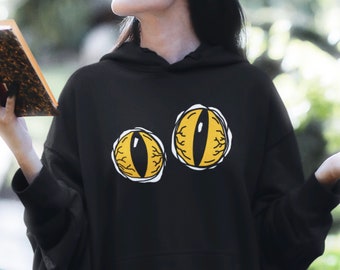 Creepy Reptile Eyes Hoodie, Horror Fantasy Sweatshirt for Halloween, Alternative Gothic Gifts
