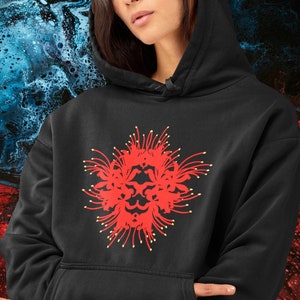 Red Spider Lily Goth Hoodie, Witchy Clothing, Herbology Gifts, Witchcore, Lycoris Radiata, Gothic Clothes Women, Alternative Clothing