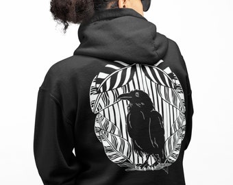 Raven Gothic Hoodie, Witchcore Occult Clothes, Witchy Gift for Crow Lovers