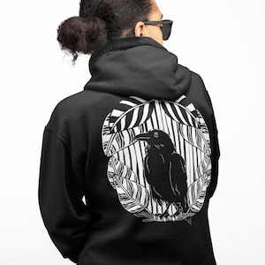 Raven Gothic Hoodie, Witchcore Occult Clothes, Witchy Gift for Crow Lovers