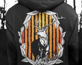 Forest Deer Hoodie, Stag Sweatshirt for Nature Lover