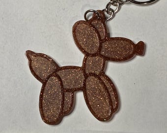 Brown Balloon Dog Keychain