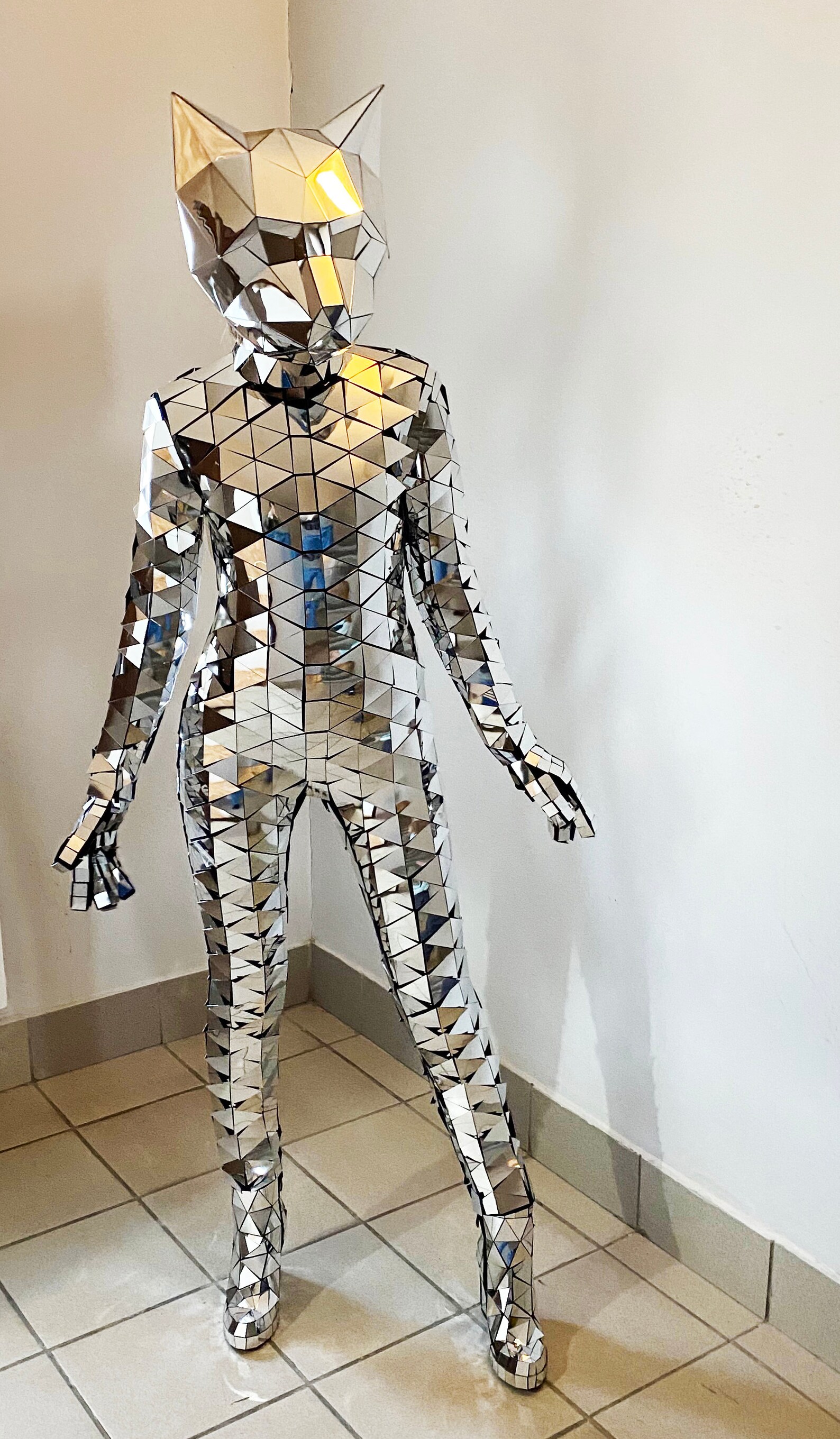 Silver mirrored jumpsuit Performance Suit Broken glass Etsy