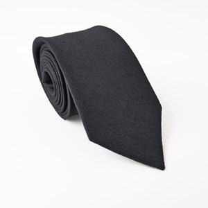 Dark Charcoal Regular Linen Tie / Dark Charcoal Regular Necktie / Dark Charcoal Wedding Tie / Dark Charcoal Linen Necktie / Dark Linen Tie