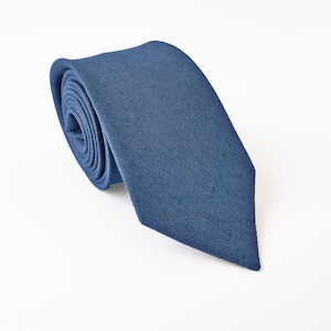 Denim Blue Regular Tie / Denim Blue Linen Tie / Wedding Tie / Linen Necktie / Denim Blue Cufflinks / Denim Blue Tie / Denim Blue Linen Tie