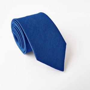 Royal Blue Regular Tie / Regular Royal Blue Tie / Linen Regular Royal Blue Necktie / Linen Royal Blue Cufflinks / Royal Blue Regular Tie