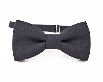 Dark Grey Linen Bow Tie / Dark Gray Linen Bowtie / Dark Grey Linen Pocket Square / Dark Gray Linen Accessories / Dark Grey Linen BowTie