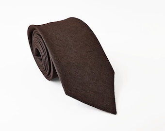 Brown Regular Tie / Brown Regular Linen NeckTie / Brown Regular Wedding Tie / Brown Linen Necktie / Brown Linen Bow Tie / Brown Tie