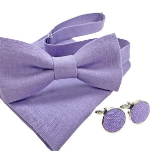 Lavender Bow Tie / Lavender Bow Tie For Men / Lavender Linen Cufflinks / Men's Suspenders / Lavender BowTie / Lavender Braces image 1