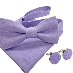 Lavender Bow Tie / Lavender Bow Tie For Men / Lavender Linen Cufflinks / Men&#39;s Suspenders / Lavender BowTie / Lavender Braces