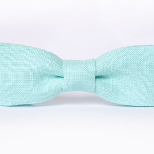 Mint Color Bow Tie / Mint Linen Bow Tie / Mint Groomsmen Suspenders / Mint Cufflinks / Mint Necktie For Men / Mint Wedding Bow Tie