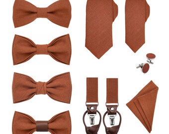 Bruiloftaccessoires: verschillende stijlen vlinderdassen / skinny, slanke, gewone stropdassen / bretels X-type, bretels Y-type / oranje en andere