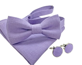Lavender Bow Tie / Lavender Bow Tie For Men / Lavender Linen Cufflinks / Men's Suspenders / Lavender BowTie / Lavender Braces